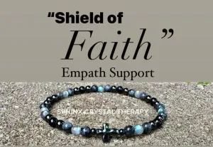 Christian Empath Protection - Absorb Negativity " Shield Of Faith " Black Tourmaline Gemstone - High Quality Crystal Healing Anklet