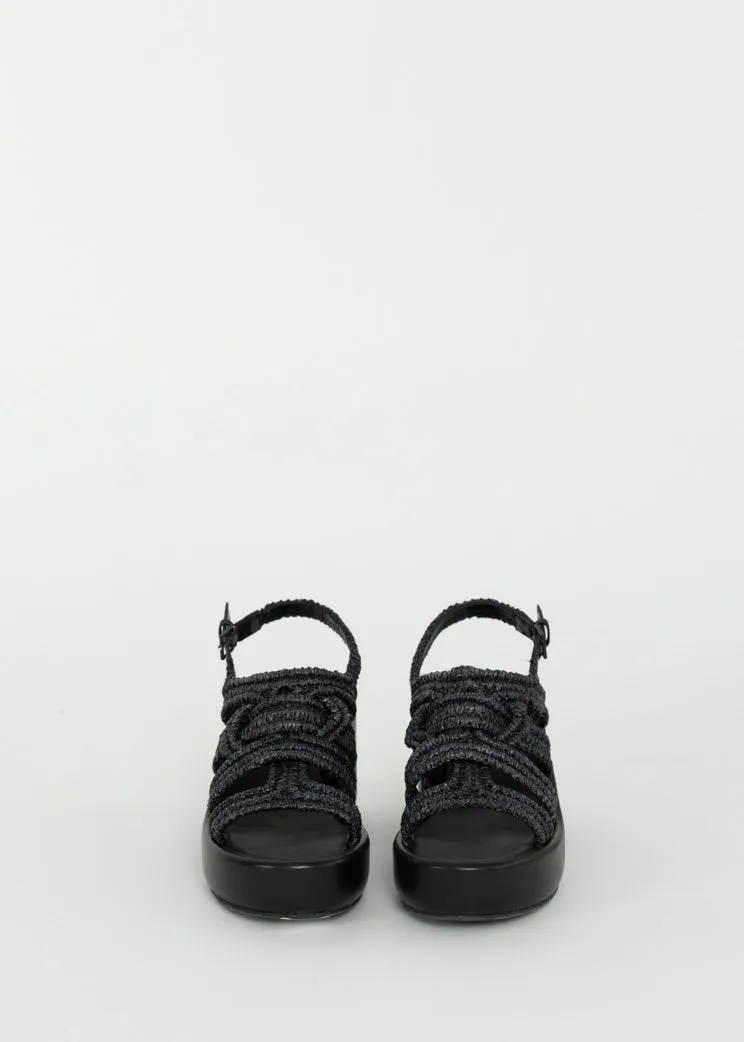 Clergerie Black Dinel Raffia Sandal