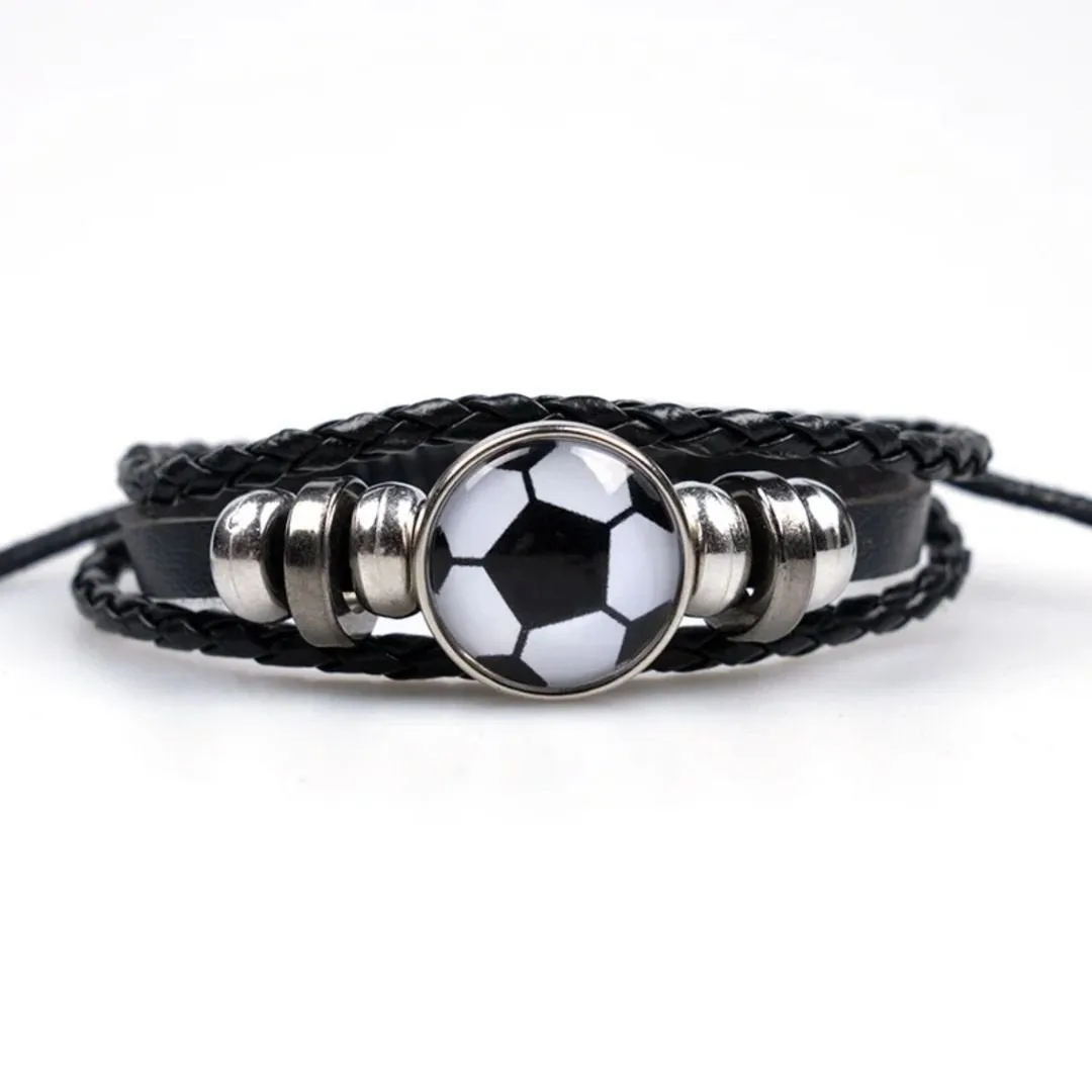 Cool Soccer Leather Bracelet | Sports Jewelry | Adjustable Bracelet [Multi-Layer]
