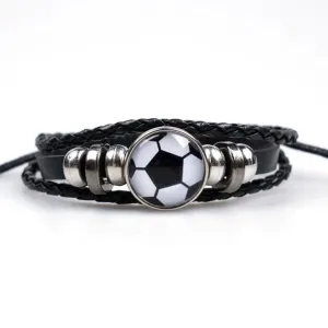 Cool Soccer Leather Bracelet | Sports Jewelry | Adjustable Bracelet [Multi-Layer]