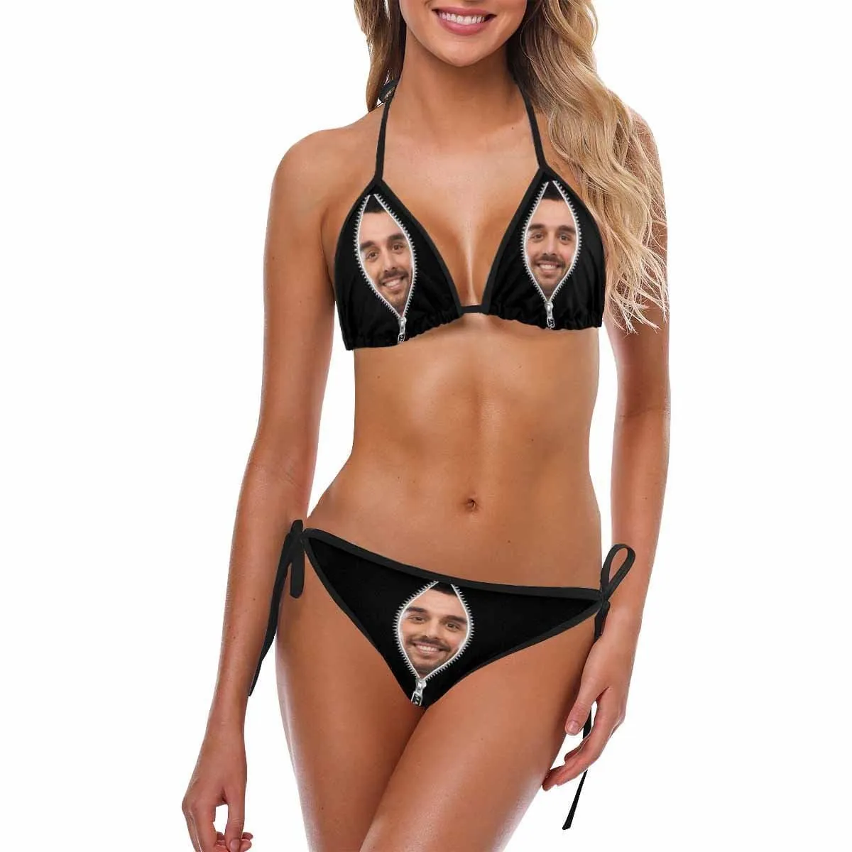 Custom Bikini Personalized Swimwear Photo Swimsuit Gift For Girlfriend - Zipper