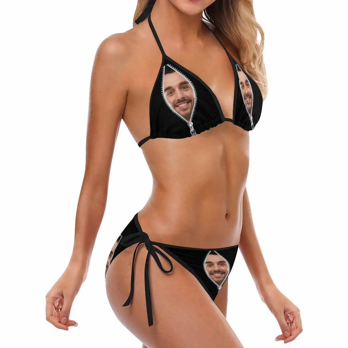 Custom Bikini Personalized Swimwear Photo Swimsuit Gift For Girlfriend - Zipper