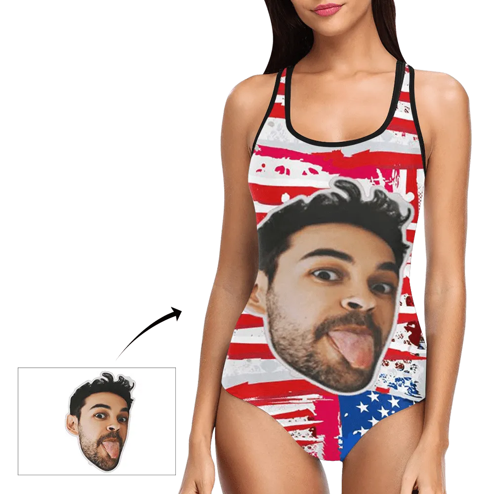 Custom Printed Swimsuit Custom Swimming Suits Gift For Girlfriend - USA Flag