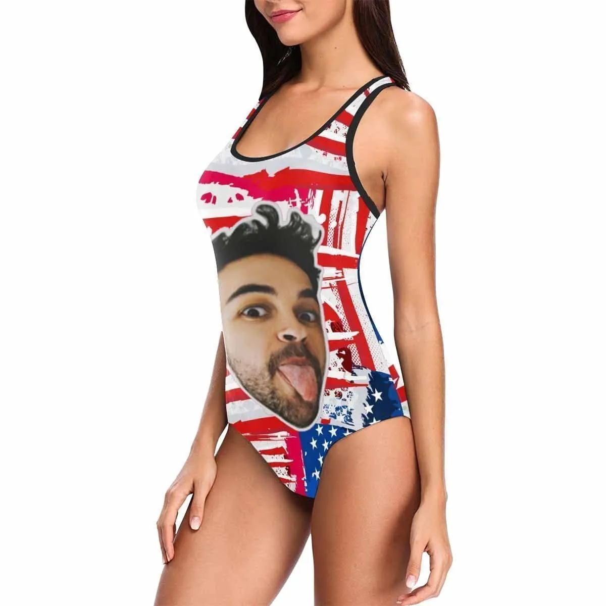Custom Printed Swimsuit Custom Swimming Suits Gift For Girlfriend - USA Flag