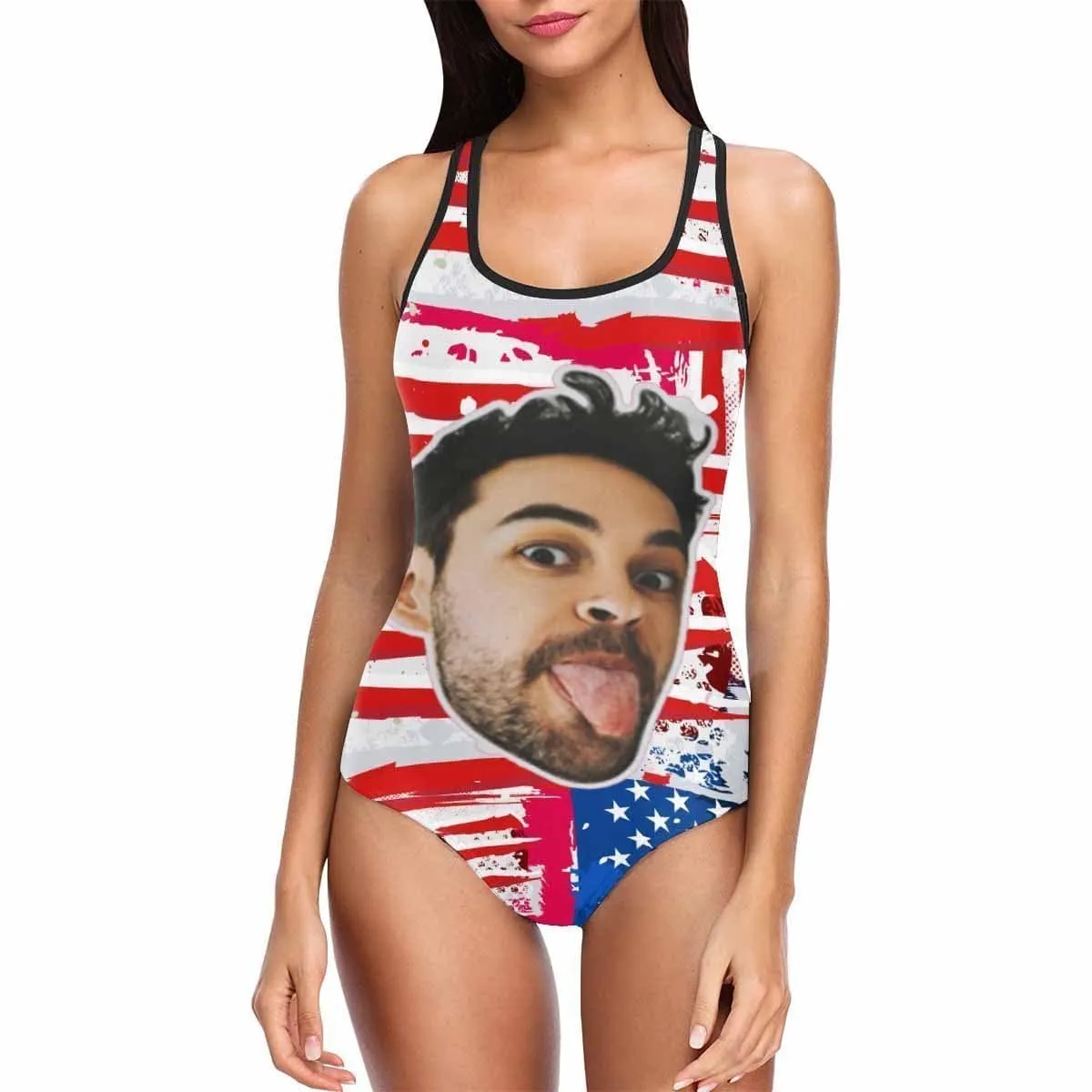 Custom Printed Swimsuit Custom Swimming Suits Gift For Girlfriend - USA Flag