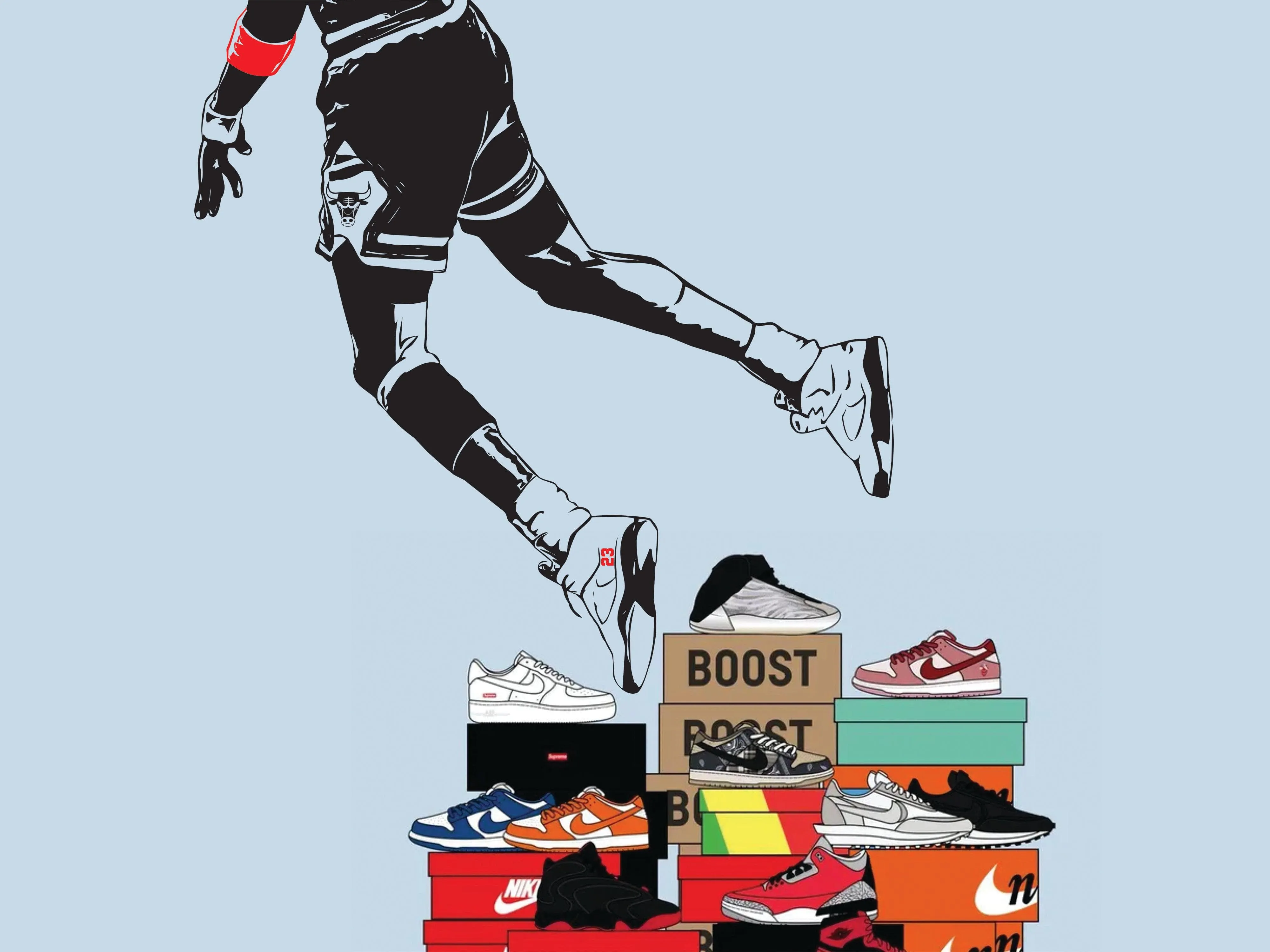 Dunking Wall Decal. Sneakerhead Wall Decor. Hypebeast Basketball Dunk Wall Art. #6585