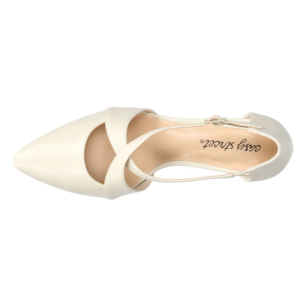 Elegance Cross Strap Round Toe Wedding Pumps