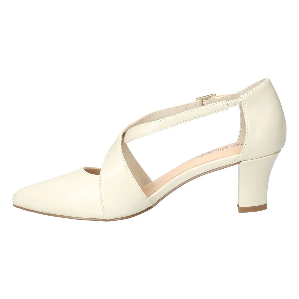 Elegance Cross Strap Round Toe Wedding Pumps