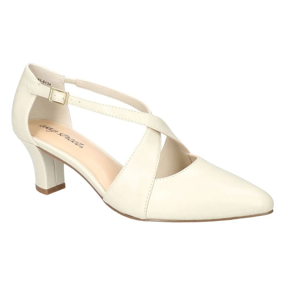 Elegance Cross Strap Round Toe Wedding Pumps