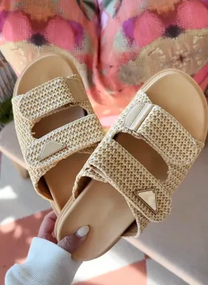 FINAL SALE!! The Tuscany Raffia Slide in Natural