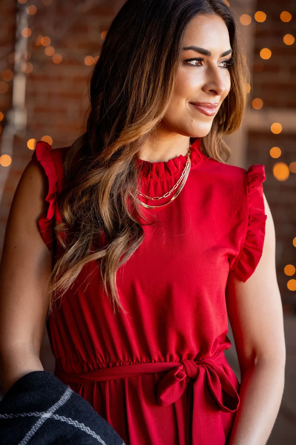 Flawless Ruffle Trim Tie Dress