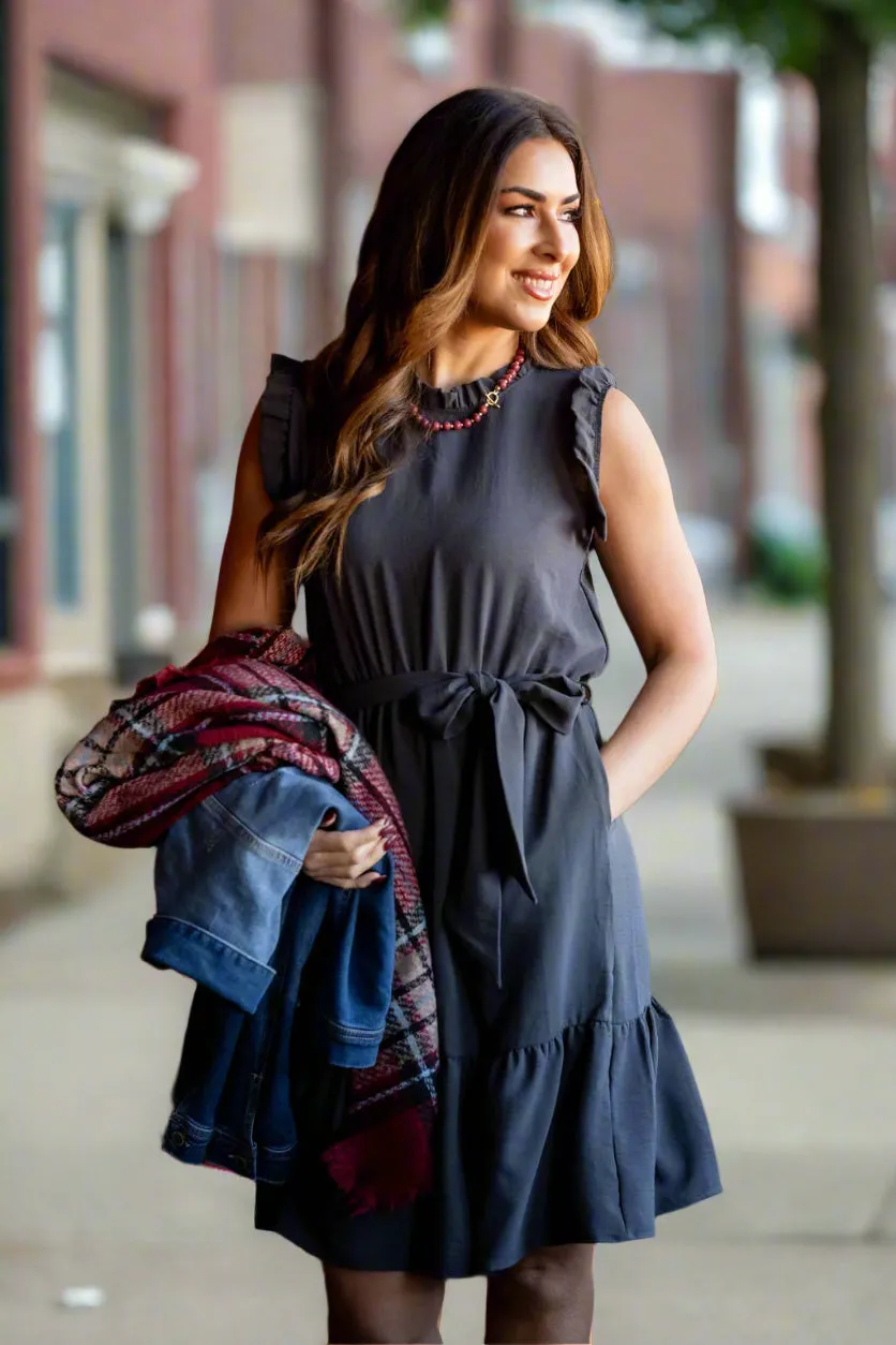Flawless Ruffle Trim Tie Dress