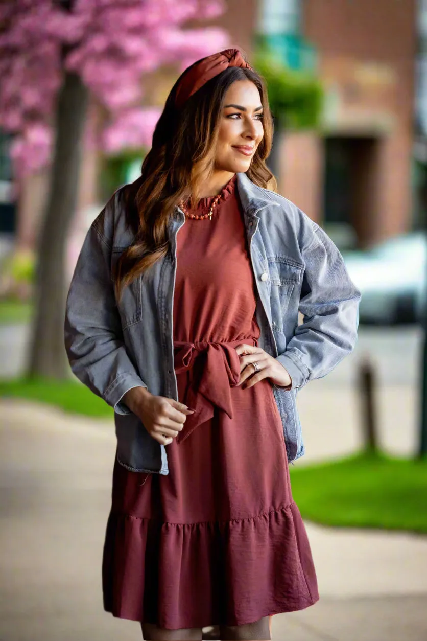Flawless Ruffle Trim Tie Dress