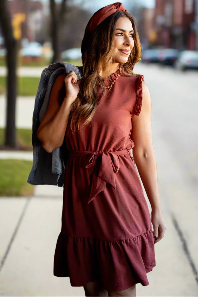 Flawless Ruffle Trim Tie Dress