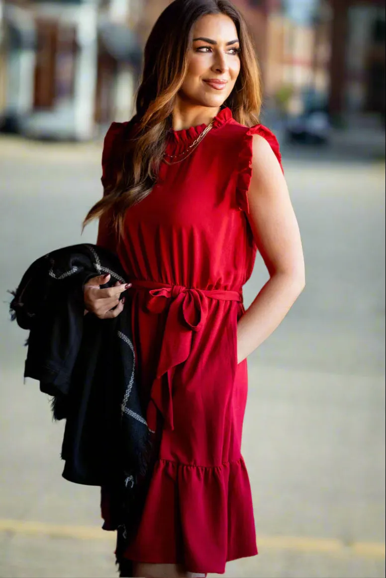 Flawless Ruffle Trim Tie Dress