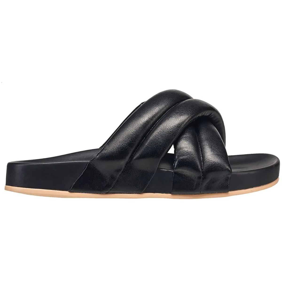 French Connection Womens Hayden Vegan Leather Footbed Slide Sandals