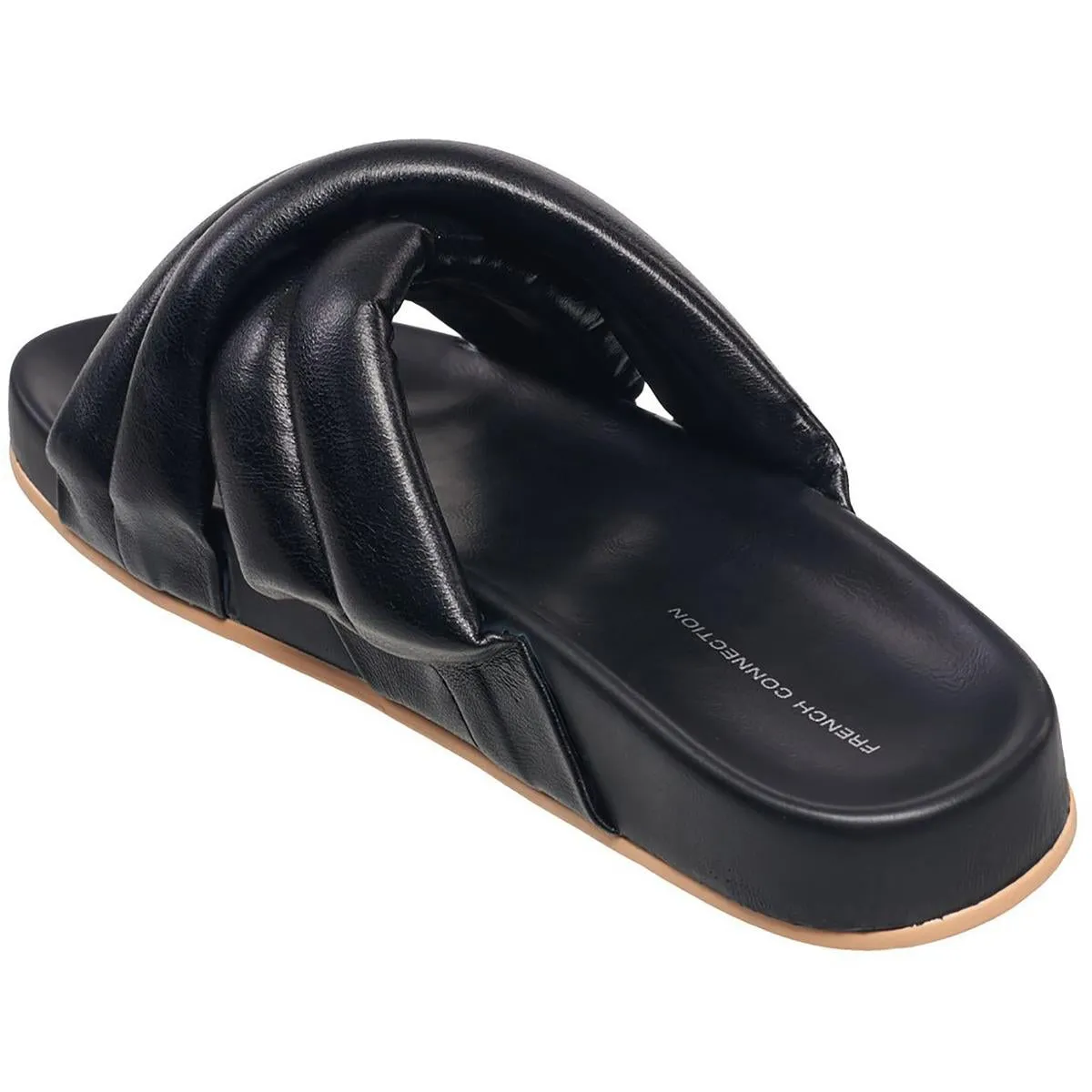 French Connection Womens Hayden Vegan Leather Footbed Slide Sandals