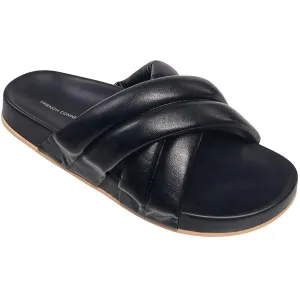 French Connection Womens Hayden Vegan Leather Footbed Slide Sandals