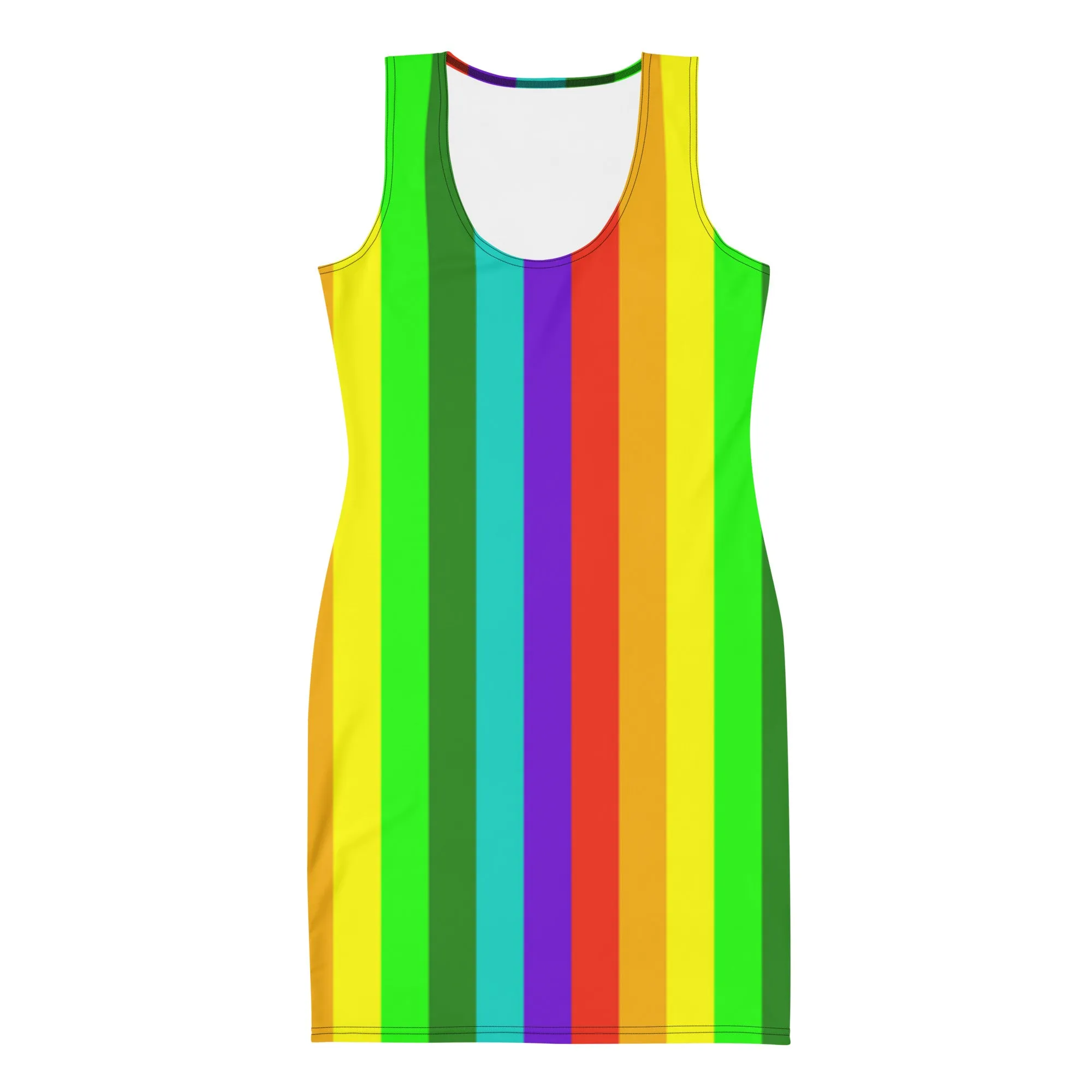 Gay Pride Women's Dress, Best Gay Pride Striped Rainbow Colorful Women's Long One-Piece Dress- Made in USA/ Europe