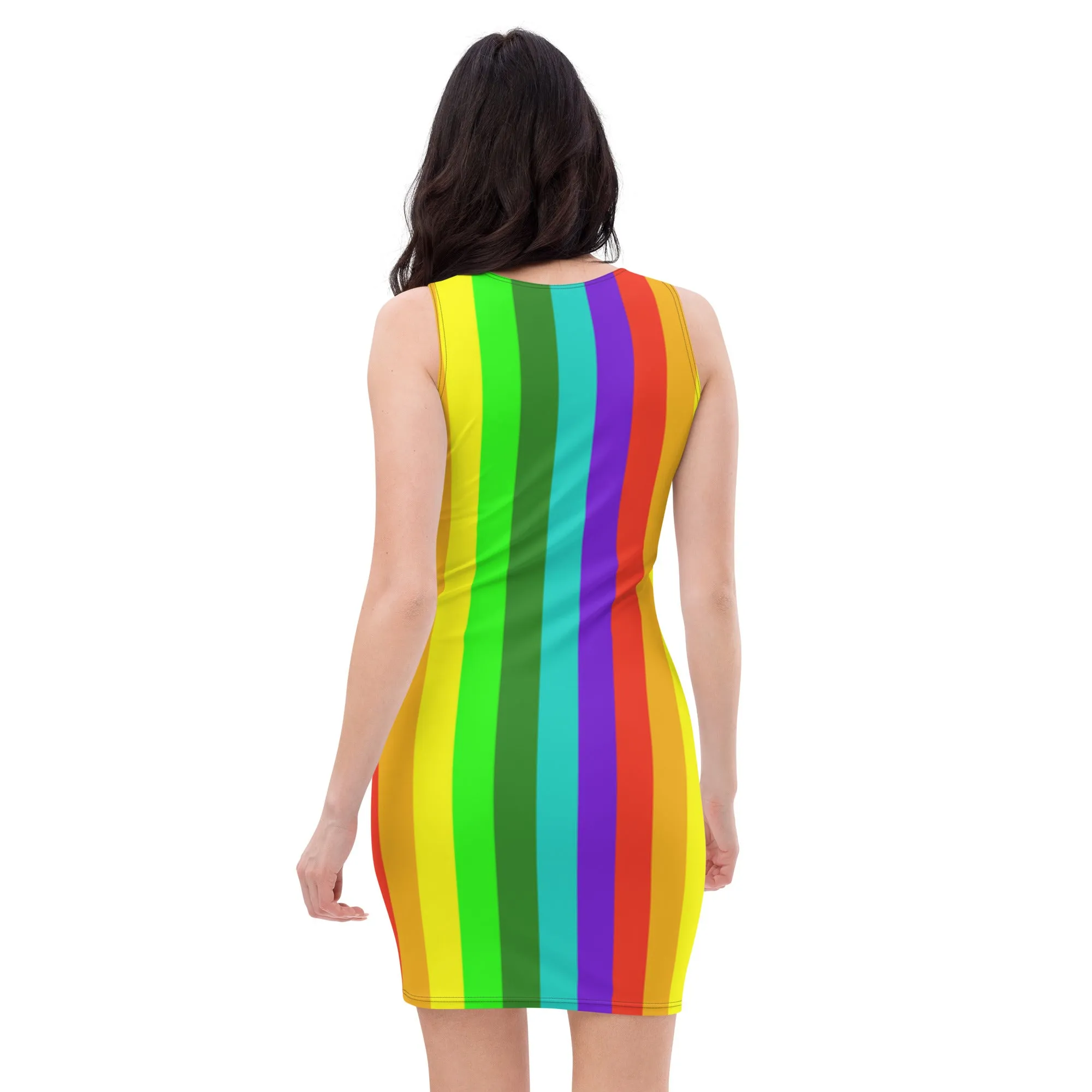 Gay Pride Women's Dress, Best Gay Pride Striped Rainbow Colorful Women's Long One-Piece Dress- Made in USA/ Europe