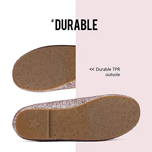 Girls Sparkle Ballerina Dress Shoes, Cross-Strap Mary Jane Flats  (7 colors)