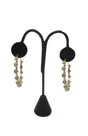 Gold Hoop with Small Heart CZ Charms Earrings