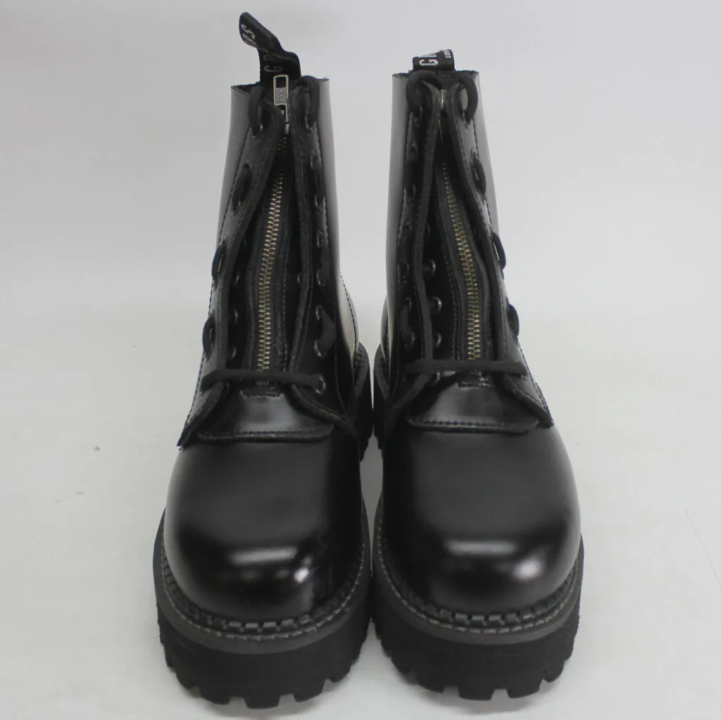 Grinders Womens Boots Zip And Lace Casual Ankle Zip-Up Lace-Up Platform Leather - UK 6