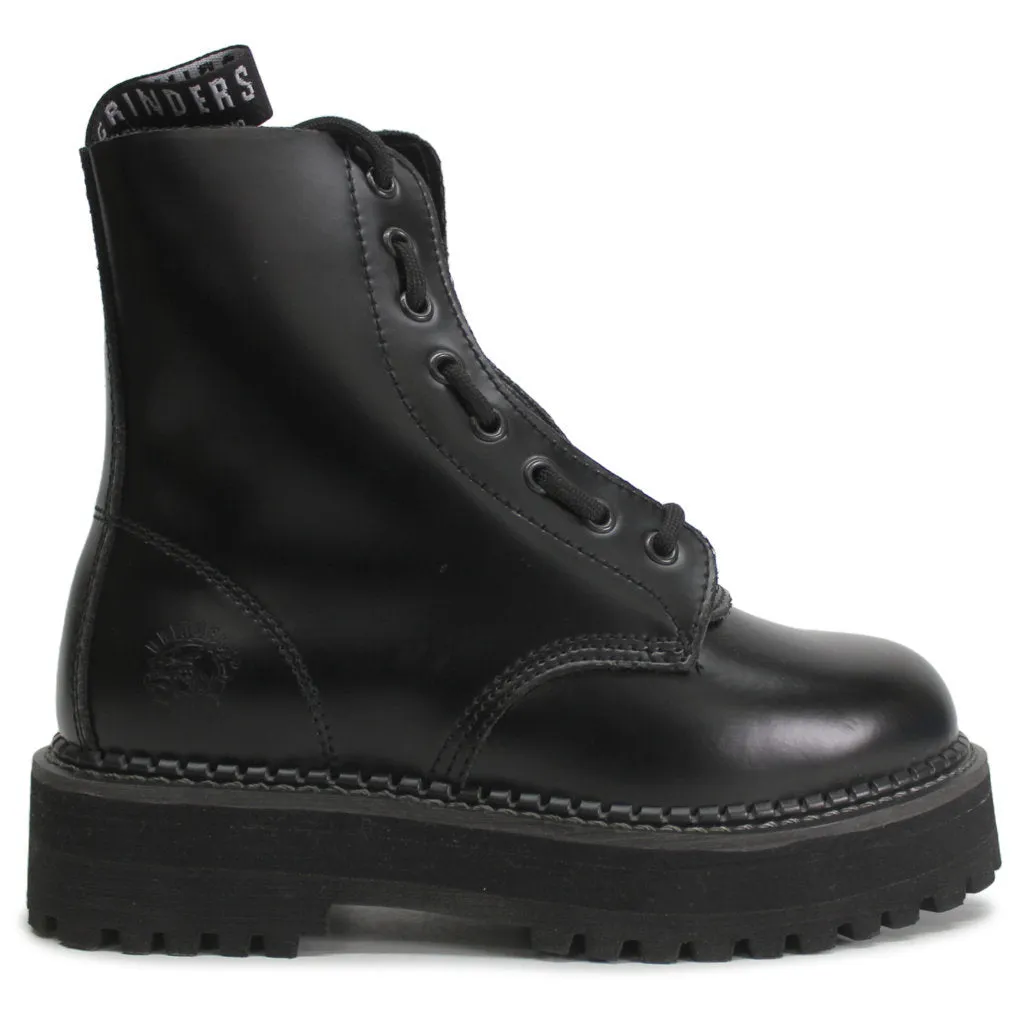 Grinders Womens Boots Zip And Lace Casual Ankle Zip-Up Lace-Up Platform Leather - UK 6