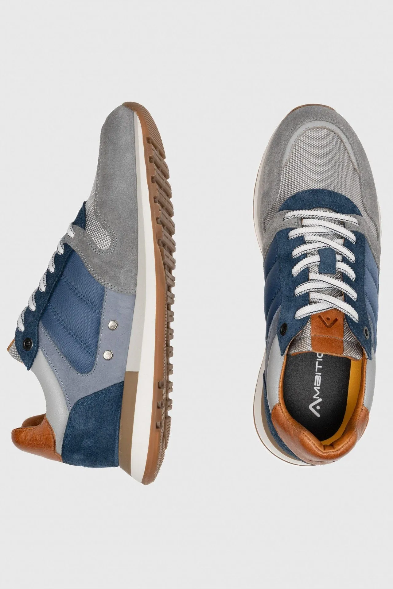 Grizz Leather Trainers - Navy Combi