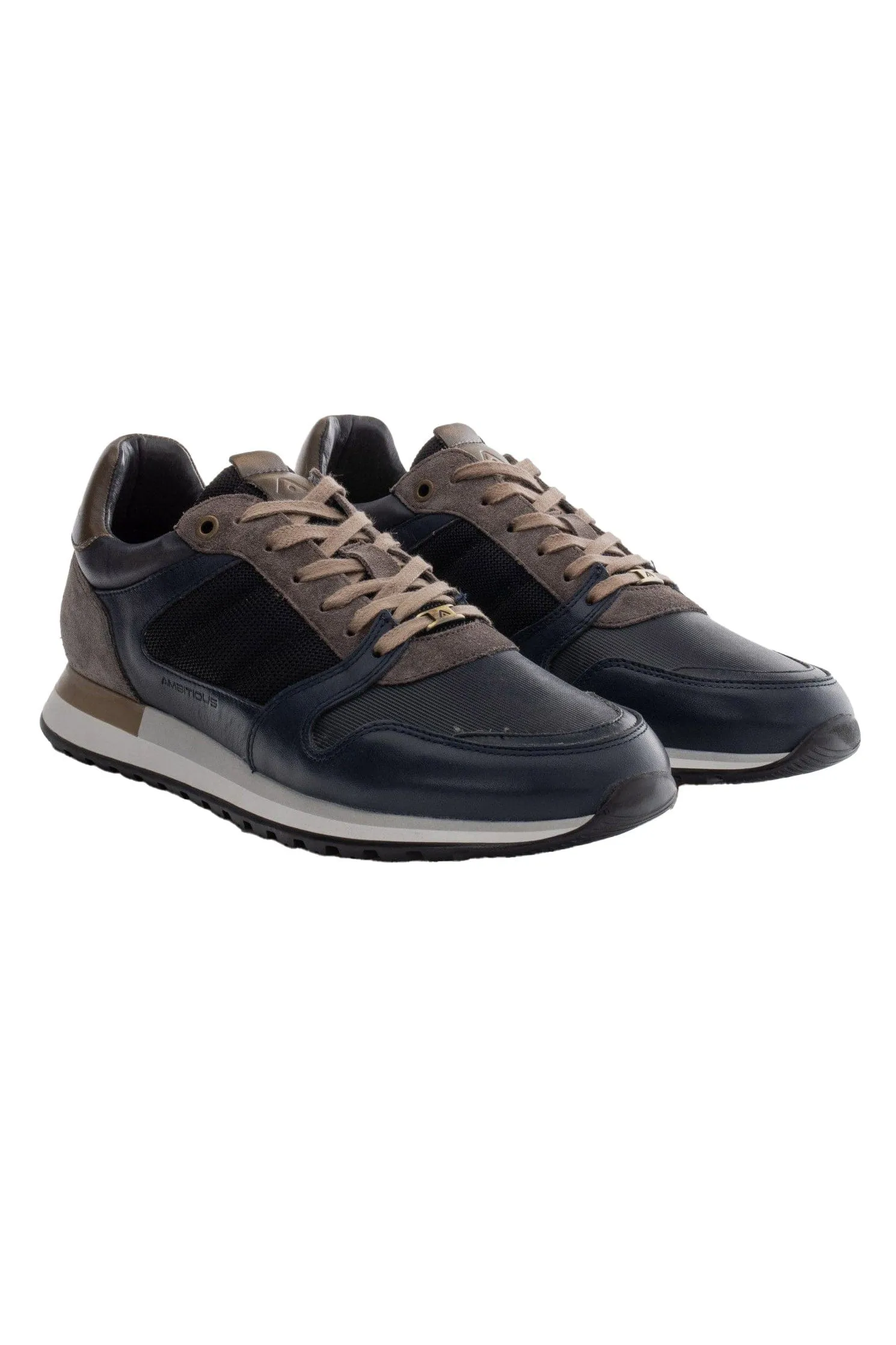 Grizz Leather Trainers - Navy/Black