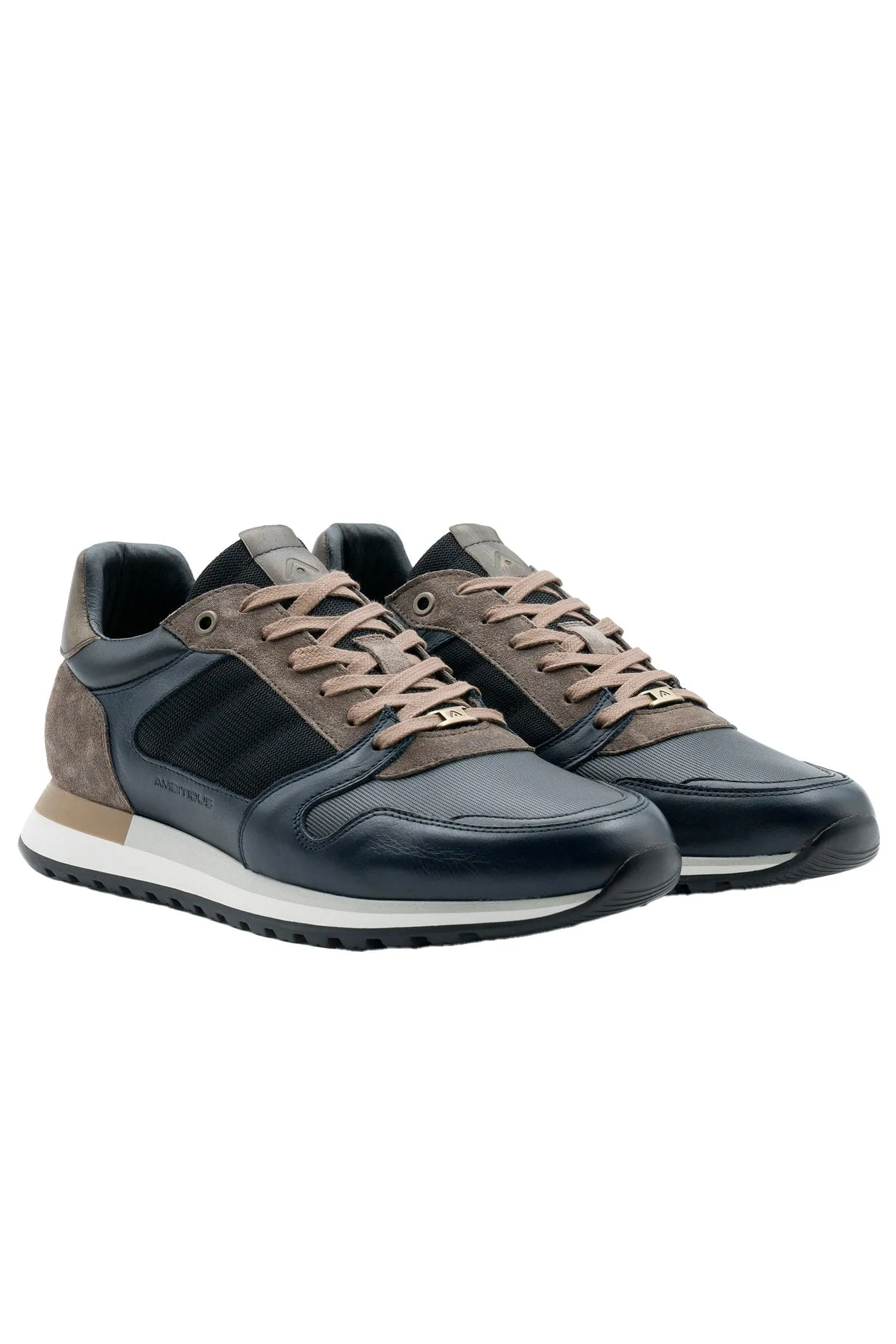 Grizz Leather Trainers - Navy/Black