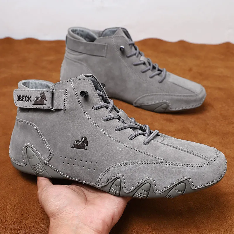 Handmade leather boots with velcro for men
