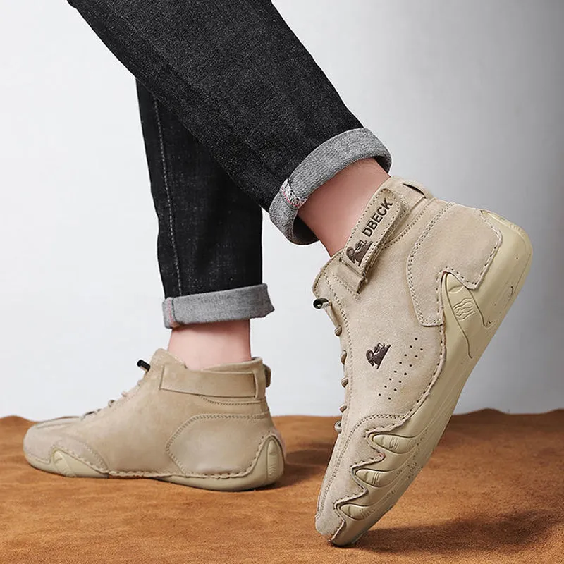 Handmade leather boots with velcro for men