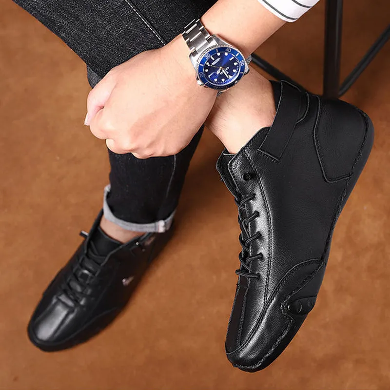 Handmade leather boots with velcro for men