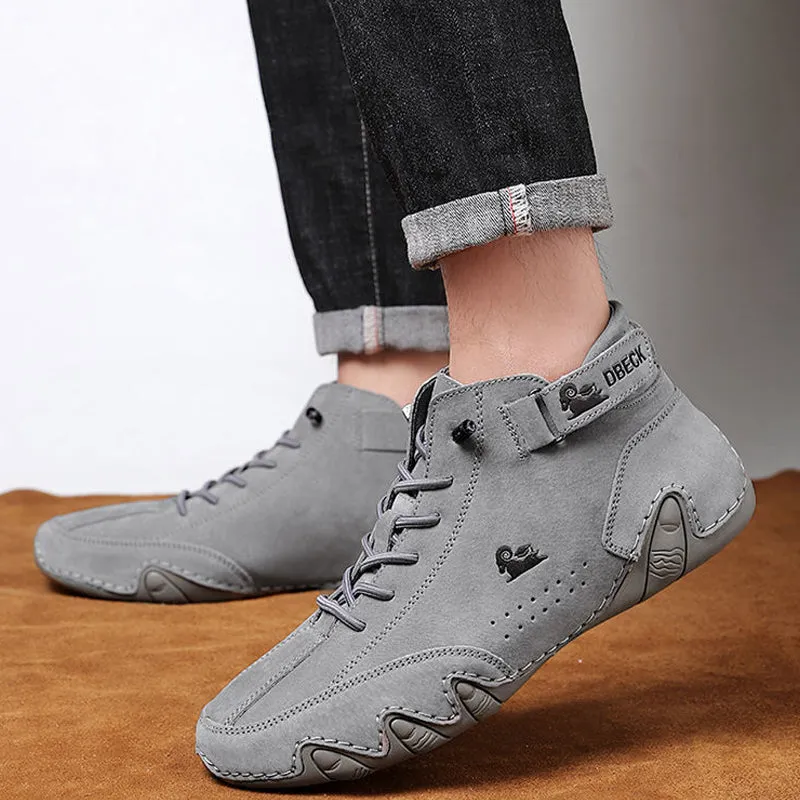 Handmade leather boots with velcro for men