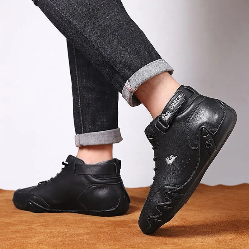 Handmade leather boots with velcro for men