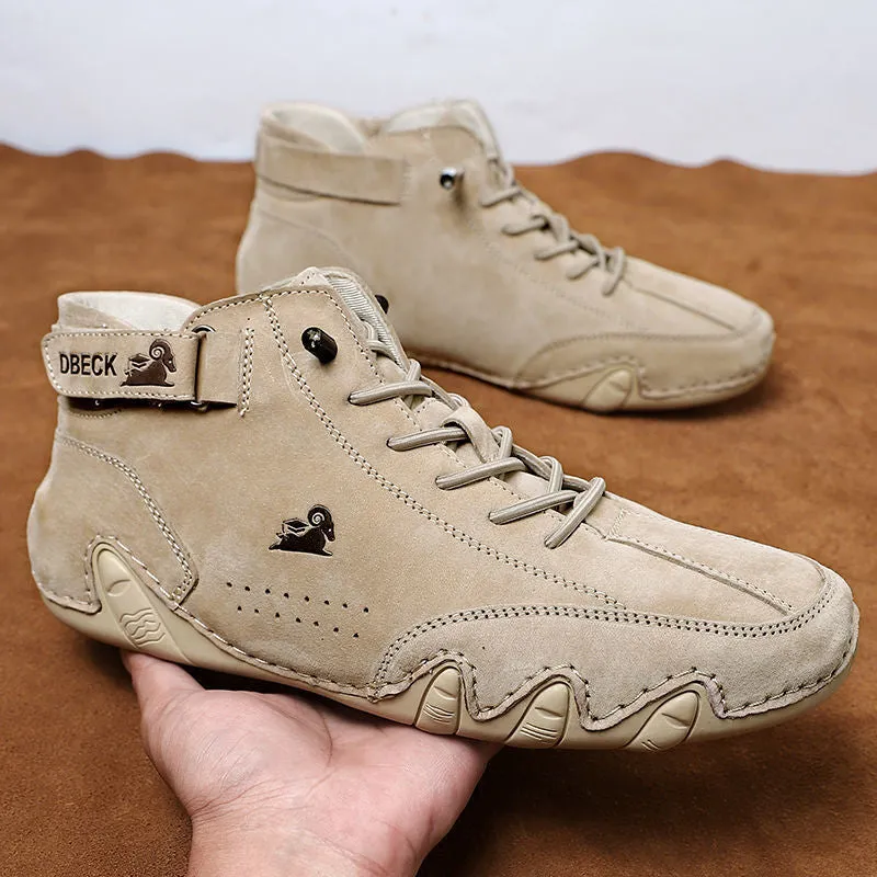 Handmade leather boots with velcro for men