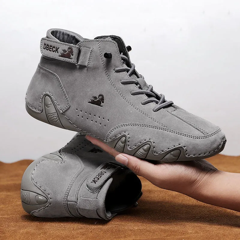 Handmade leather boots with velcro for men