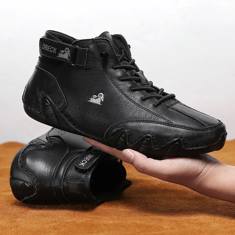 Handmade leather boots with velcro for men
