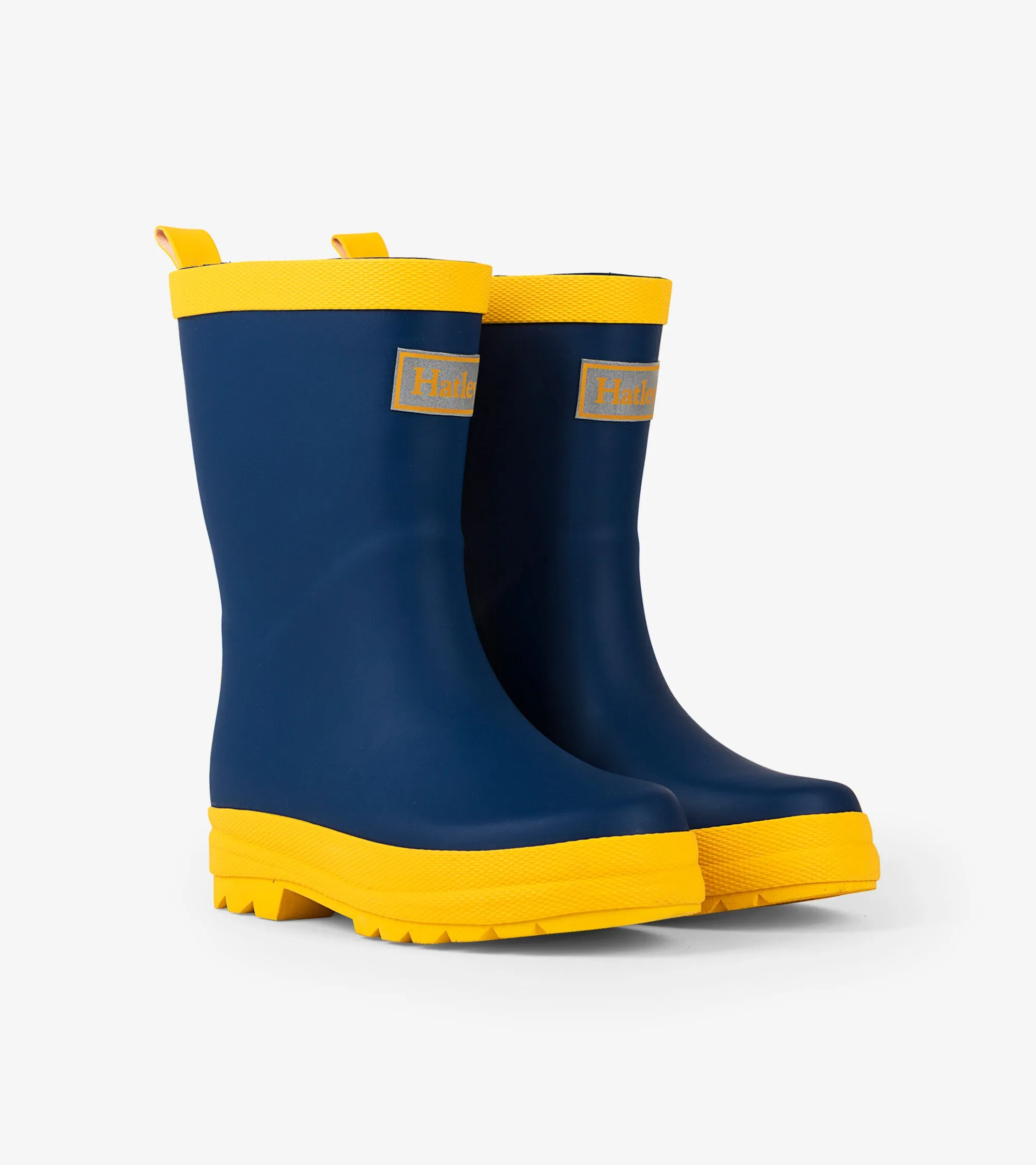 Hatley Matte Rain Boots - Navy and Yellow