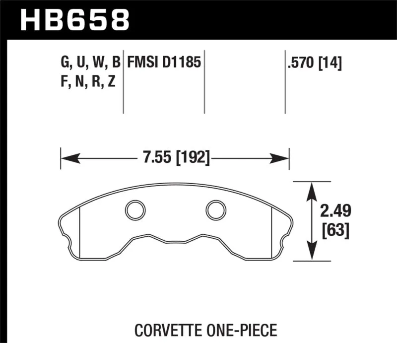 Hawk DTC-80 Race Front Brake Pads - 10-11 Chevy Corvette Grand Sport / 06-08 Corvette Z06 (1 piece) - HB658Q.570