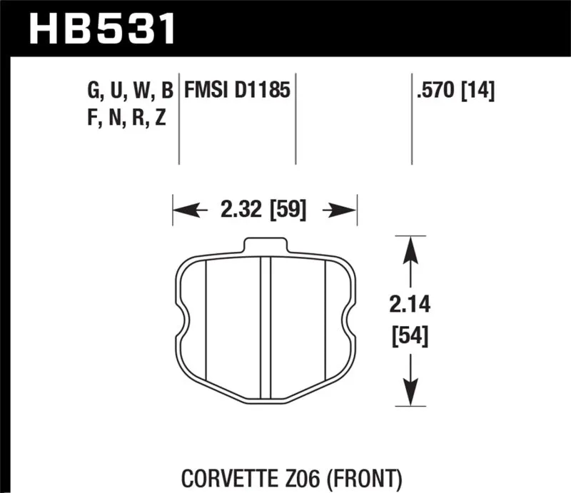Hawk HPS 5.0 Street Front Brake Pads - 2010-2013 Chevrolet Corvette Grand Sport - HB531B.570