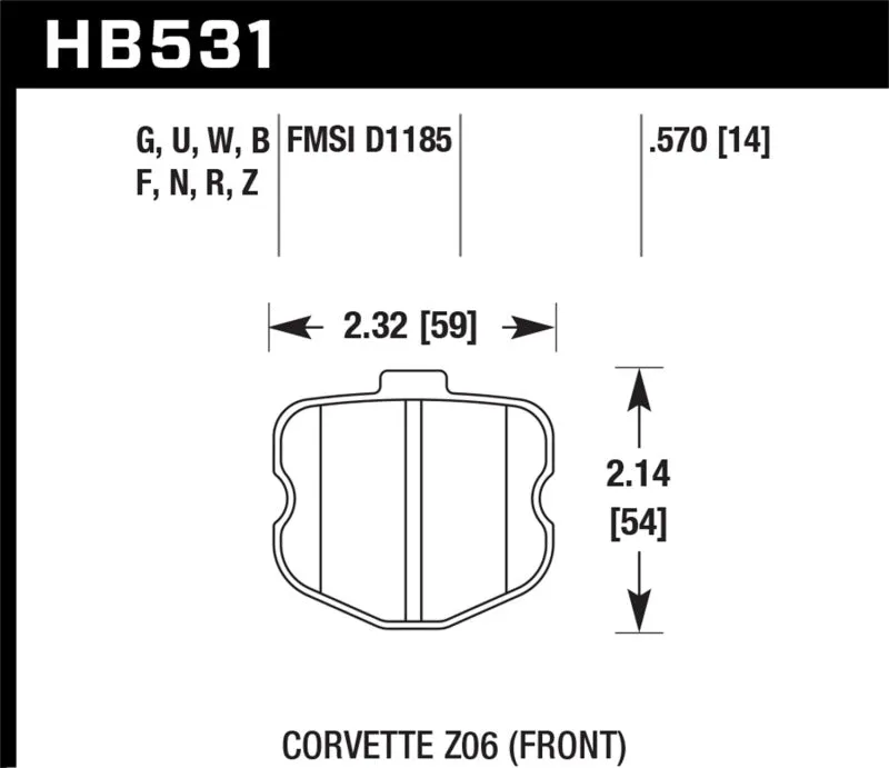 Hawk HPS 5.0 Street Front Brake Pads - 2010-2013 Chevrolet Corvette Grand Sport - HB531B.570