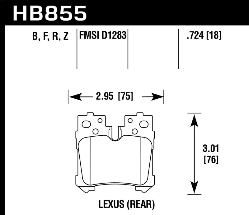 Hawk HPS 5.0 Street Rear Brake Pads - 07-17 Lexus LS460 / 08-16 Lexus LS600h - HB855B.724