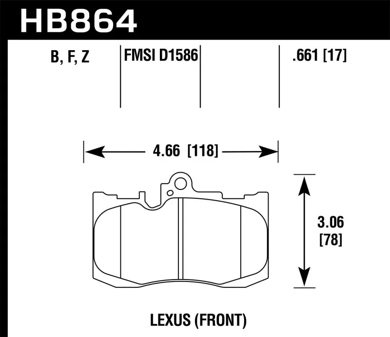 Hawk HPS Street Front Brake Pads - 13-17 Lexus GS350/GS350 F Sport / 12-17 Lexus IS350 - HB864F.661