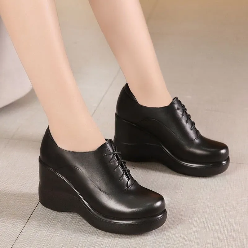 High Heels Women's Casual Shoes GCSGR09 Black Wedges Platform Pumps