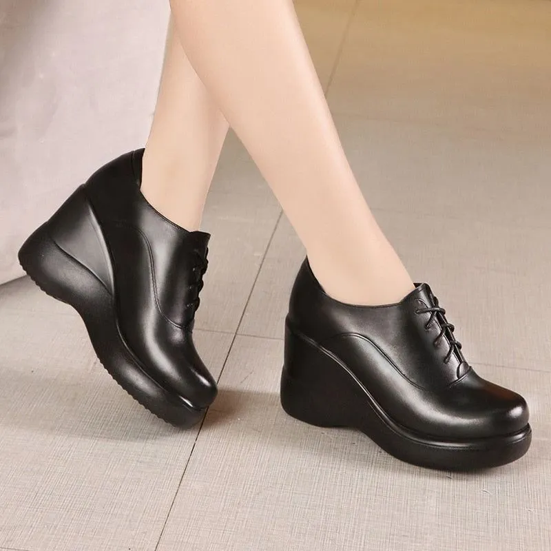 High Heels Women's Casual Shoes GCSGR09 Black Wedges Platform Pumps