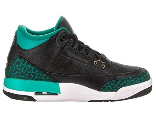 Jordan Nike Kids Air 3 Retro Gg Black/Metallic Gold Rio Teal Basketball Shoe 5.5 Kids US