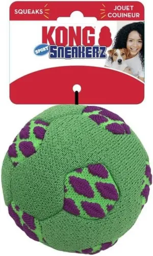 Kong Sneakerz Sport Soccer Ball Squeak and Fetch Dog Toy - Medium