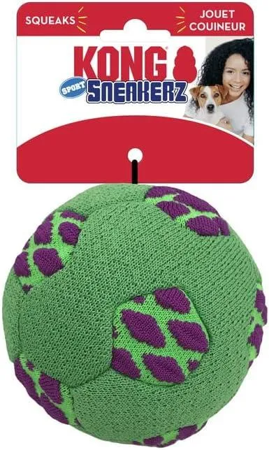 Kong Sneakerz Sport Soccer Ball Squeak and Fetch Dog Toy - Medium